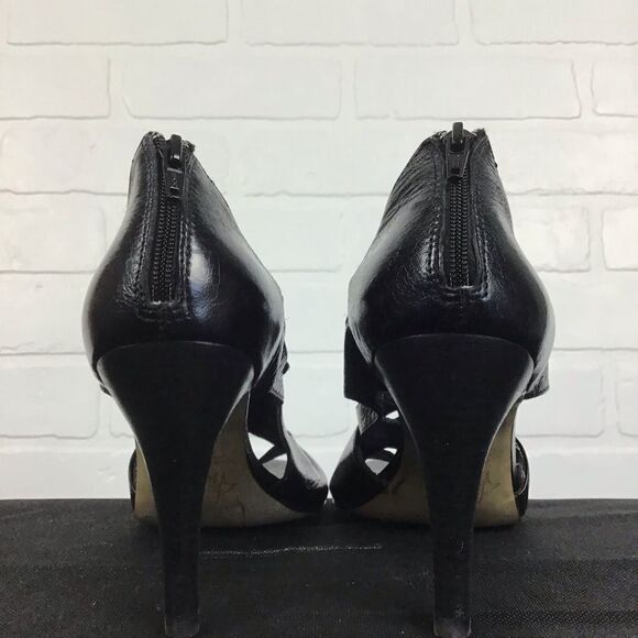 FRANCO Sarto black heels pumps genuine leather cossed front straps sexy size 6 - Picture 5 of 10
